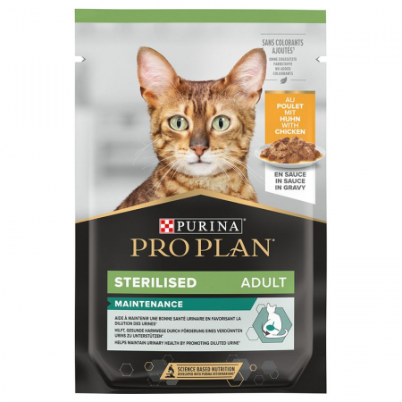 Hrană umedă - Purina ProPlan Cat Sterilised hrană umedă pentru pisici sterilizate cu pui, 85 g