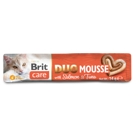 Recompense & Snack - Recompensă Brit Care Cat Creamy Duo Mousse cu somon și ton, 4x14 g