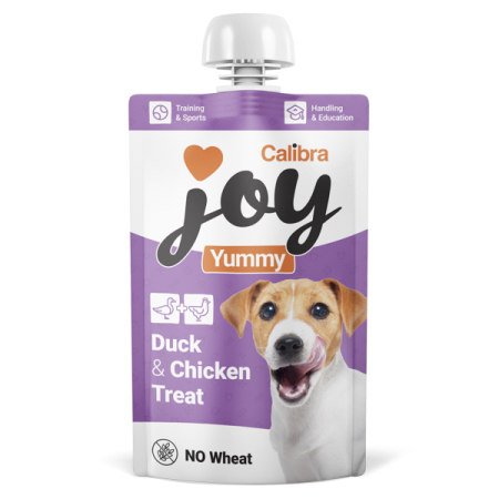 Recompense & Snack - Recompensă cremoasă Calibra Joy Dog Yummy cu rață și ton 100 g