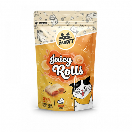 Pisici - Recompense pentru pisici Mr.Bandit Cat Juicy Rolls cu pui si galbenus, 40 G