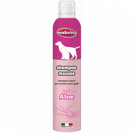 Sampon & Servețele umede - Sampon uscat Inodorina Mousse pentru caini si pisici cu Aloe, 300 ml - Copie