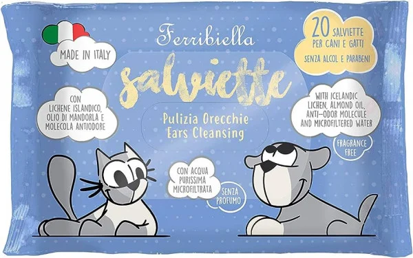 Igienă Ochi/ Urechi/ Dinți - Servetele umede Ferribiella pt Igiena urechilor - 20buc.