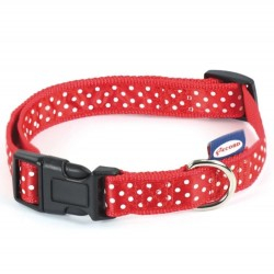 Accesorii - Zgardă cu buline, 1 cm/20-31 cm, roșu