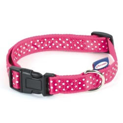 Zgărzi, Lese & Hamuri - Zgardă cu buline, 1 cm/20-31 cm, roz
