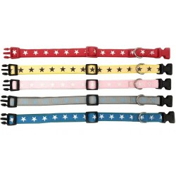 Zgărzi, Lese & Hamuri - Zgardă textilă cu steluțe pentru câini și pisici, 1x20-35cm, div, culori