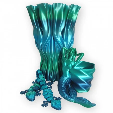 Filament 3D 1.75 mm PLA Silk Rainbow Ocean Albastru Verde 800g [4]