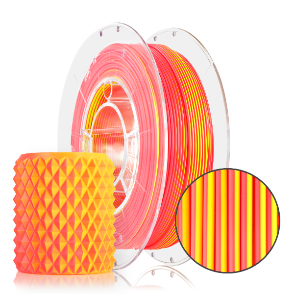 PLA MAGIC SILK - Filament 1.75 mm ReFill PLA Magic Neon Galben Portocaliu 300g