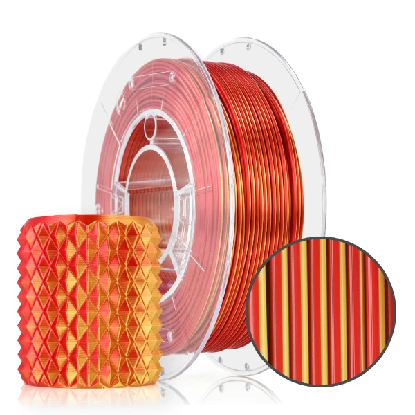 PLA MAGIC SILK - Filament 1.75 mm ReFill PLA Magic Silk Fire Rosu/Galben 300g