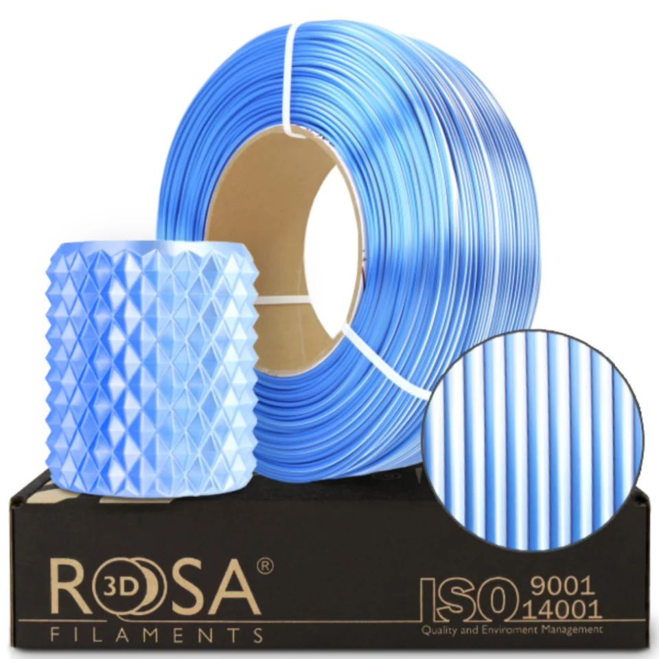 PLA - Filament 1.75 mm ReFill PLA Magic Silk Frozen Alb Albastru