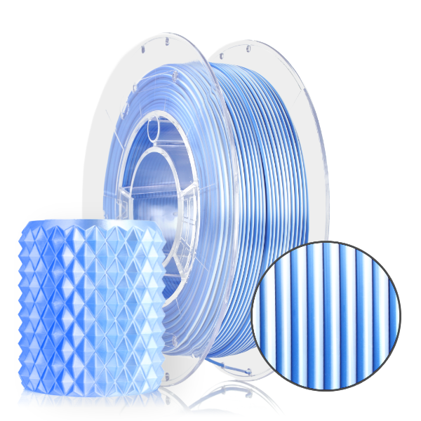 PLA MAGIC SILK - Filament 1.75 mm ReFill PLA Magic Silk Frozen Alb Albastru 300g