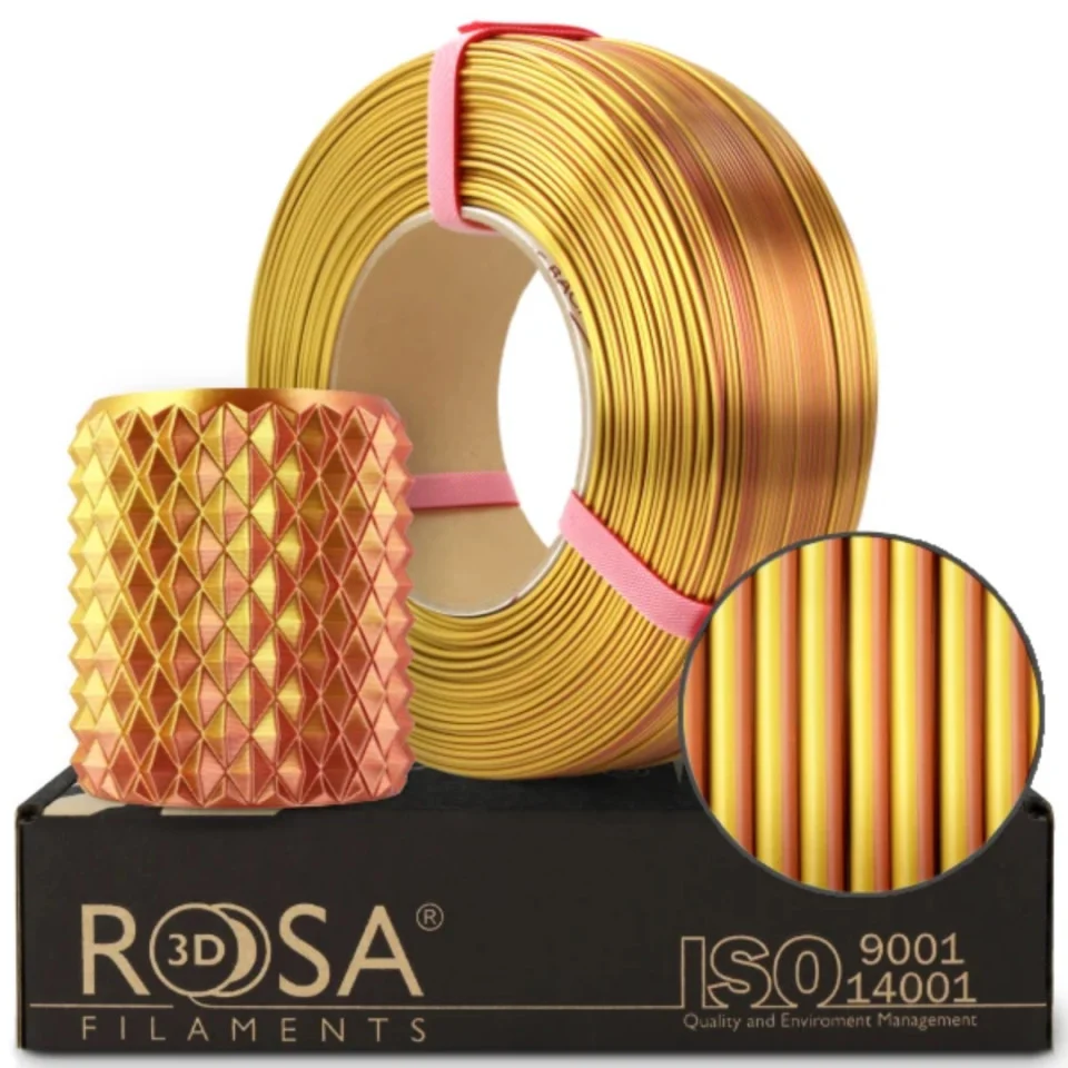 NOUTĂȚi - Filament 1.75 mm ReFill PLA Magic Silk Gold - Copper Auriu Cupru 1Kg