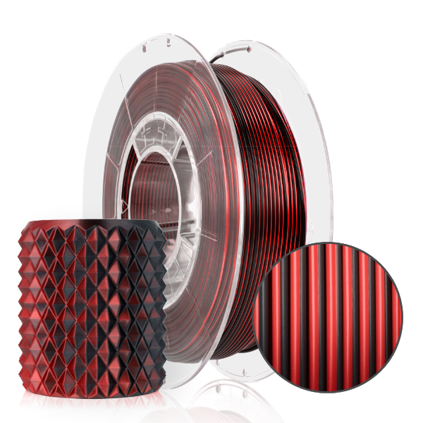 PLA - Filament 1.75 mm ReFill PLA Magic Silk Mistic Red Rosu Negru 300g
