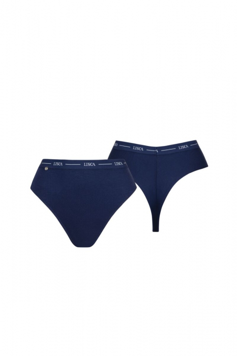 LISCA Chilot brazilian cu talie inalta din bumbac SUNFLOWER bleumarin [4]