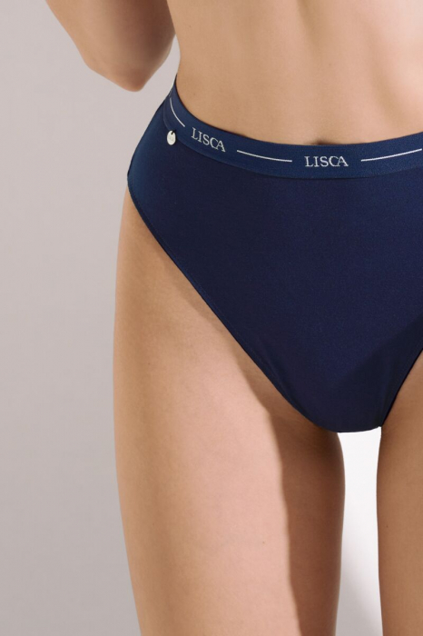 LISCA Chilot brazilian cu talie inalta din bumbac SUNFLOWER bleumarin [3]