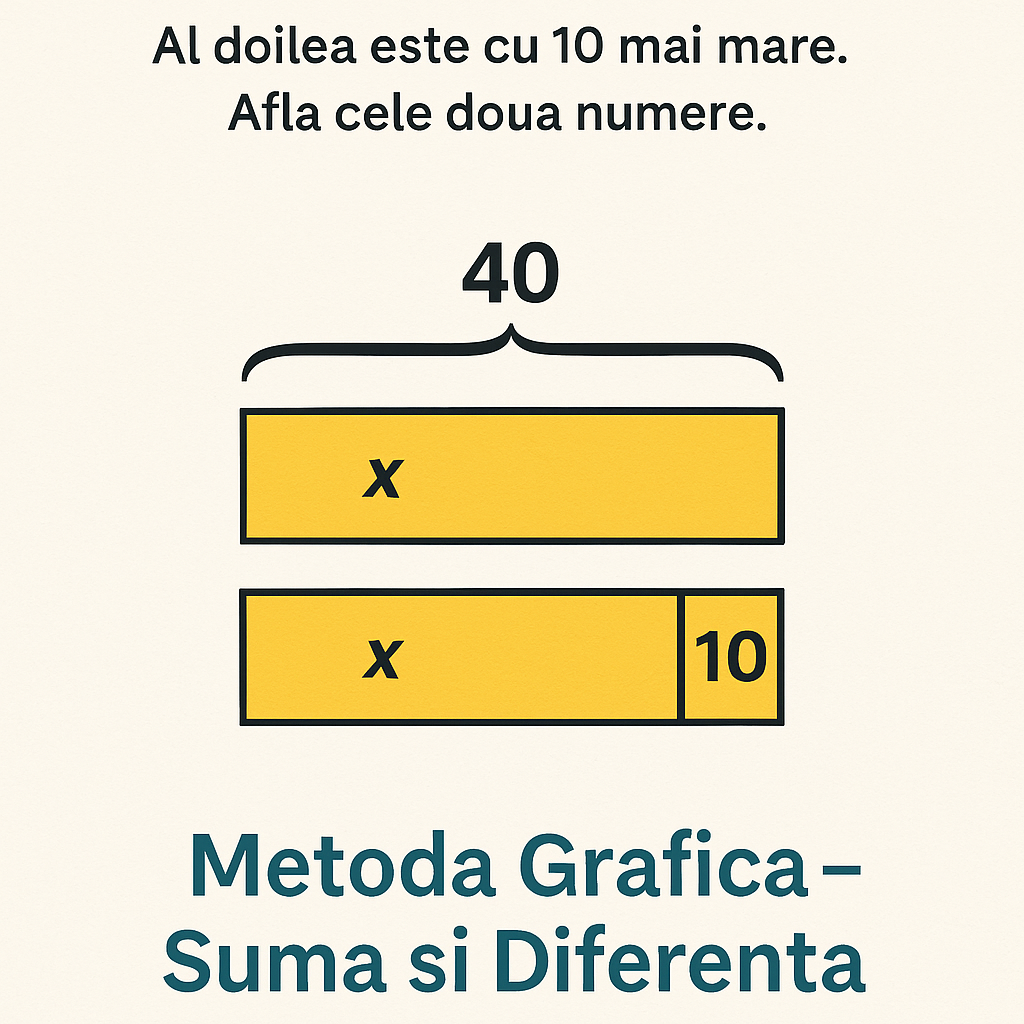 Suma a doua numere este 40. Al doilea este cu 10 mai mare decat primul. Afla cele doua numere.