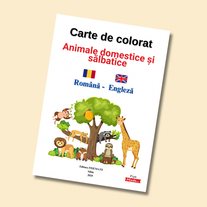 Carte de colorat animale copii 3,  7 ani ,   RO  EN