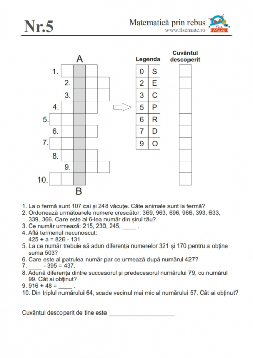 Set recapitulare matematica clasa 2 pentru copii cu rezolvari incluse [3]