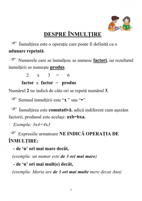Caiet clasa 2 pentru copii Inmultirea cu exercitii si probleme incluse [2]
