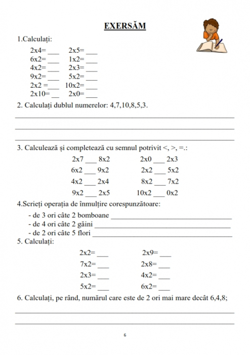 Caiet clasa 2 pentru copii Inmultirea cu exercitii si probleme incluse [5]
