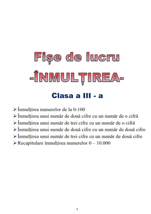 Set clasa 3 pentru copii Inmultirea si Impartirea cu exercitii si probleme [2]