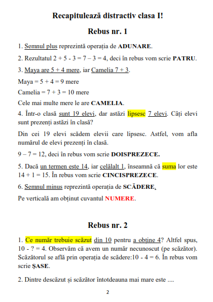 Set recapitulare matematica clasa 1 pentru copii cu exercitii si probleme [4]