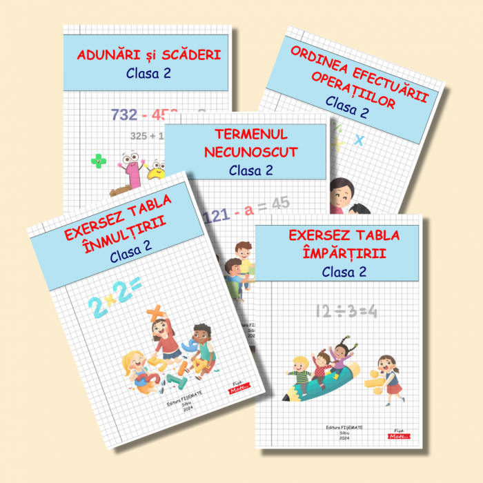 Pachet 5 caiete Operatii Matematice clasa 2 pentru copii