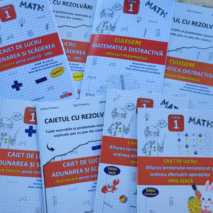 Pachet matematica clasa 1 cu 8 caiete exercitii probleme si rezolvari [2]