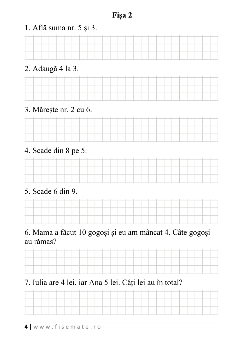 Set clasa pregatitoare: Adunari, Scaderi, Probleme, Numere, Litere [7]