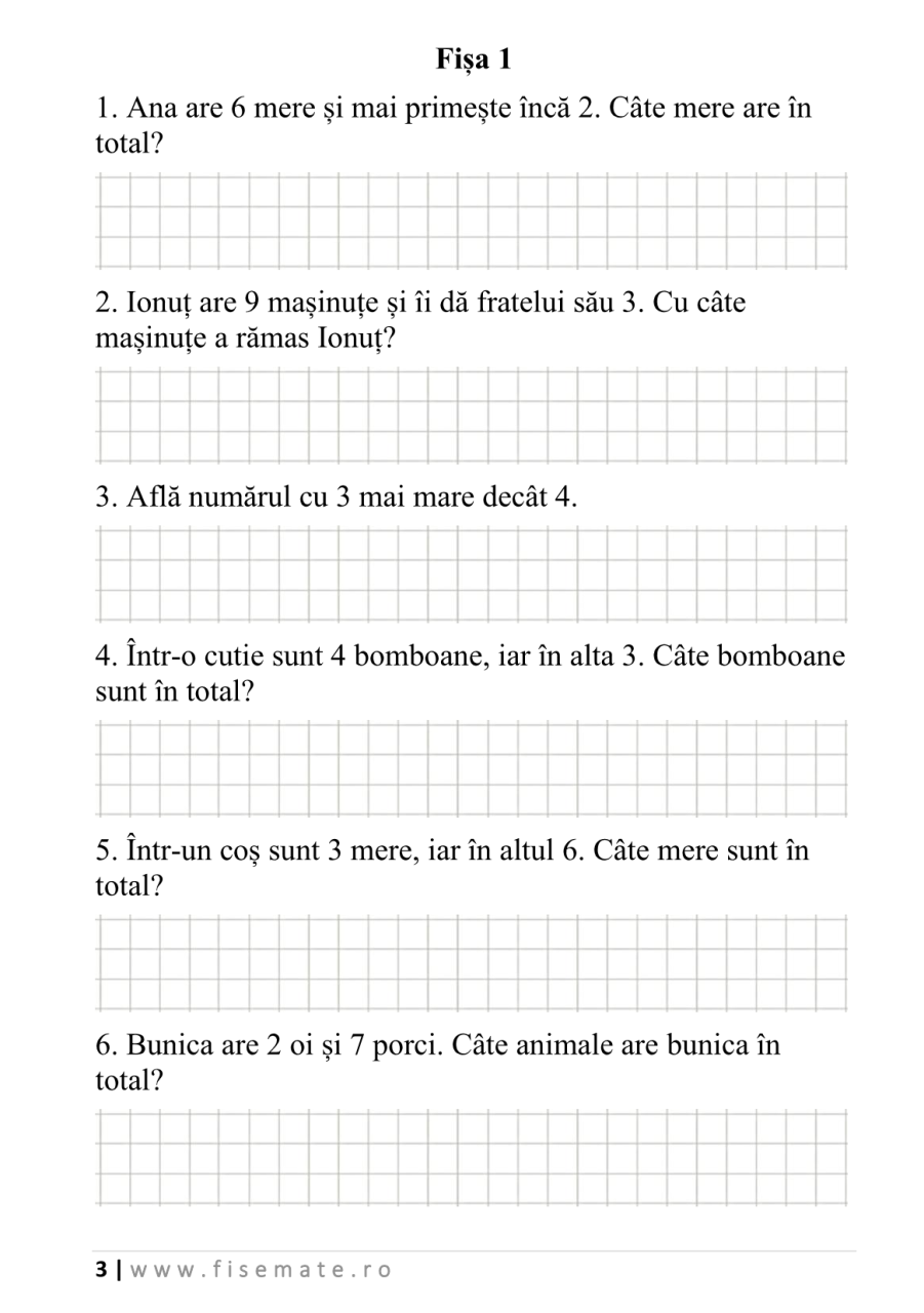 Set clasa pregatitoare: Adunari, Scaderi, Probleme, Numere, Litere [6]