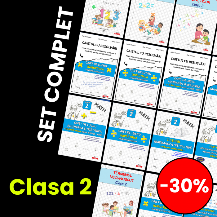 SET COMPLET ,   Recapitulare Matematica Clasa 2   15 caiete tiparite
