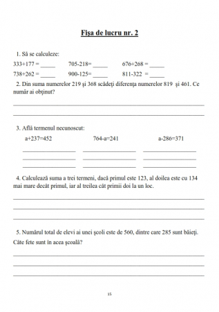 Set Adunarea si Scaderea clasa 2 pentru copii cu rezolvari incluse [4]