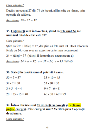 Adunarea si Scaderea Clasa 1 cu si fara Trecere Peste Ordin cu Rezolvari [21]