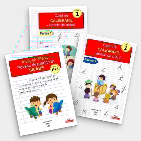 Seturi Scolare - Pachet educativ clasa 1 copii cu Povesti Silabice si Caligrafie