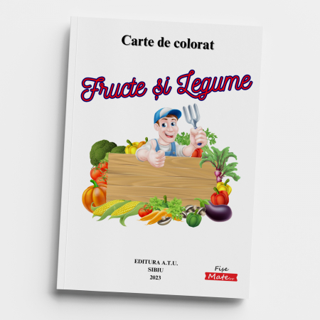 Carte copii 3-7 ani cu fructe si legume de colorat
