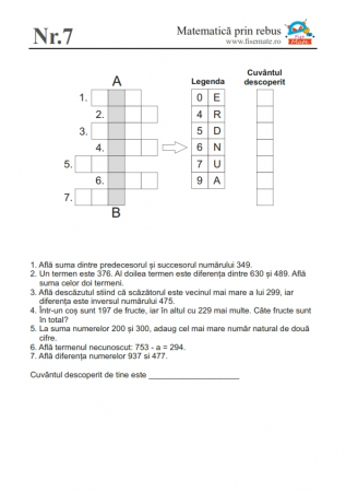 Set recapitulare matematica clasa 2 pentru copii cu rezolvari incluse [4]