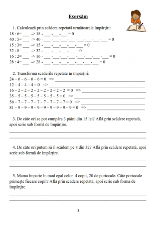 Caiet clasa 2 pentru copii Impartirea cu teorie exercitii si probleme [3]