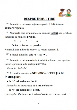 Caiet clasa 2 pentru copii Inmultirea cu exercitii si probleme incluse [1]
