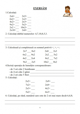 Caiet clasa 2 pentru copii Inmultirea cu exercitii si probleme incluse [4]