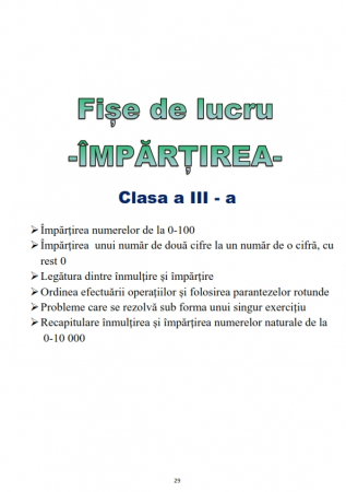 Set clasa 3 pentru copii Inmultirea si Impartirea cu exercitii si probleme [2]