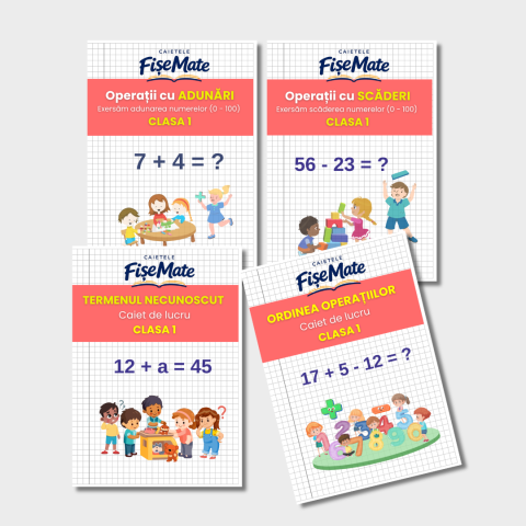 Pachet 4 caiete Operatii Matematice clasa 1 pentru copii - peste 240 pagini