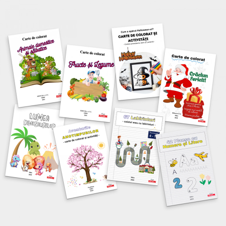 Seturi Scolare - Set 8 caiete educative copii 3–7 ani cu colorat si activitati