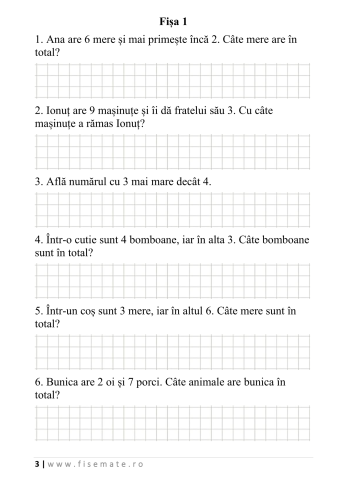 Set clasa pregatitoare: Adunari, Scaderi, Probleme, Numere, Litere [5]