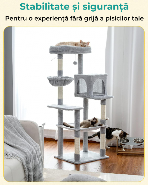 Ansamblu de joaca pentru pisici cu 2 hamace si o casuta [3]