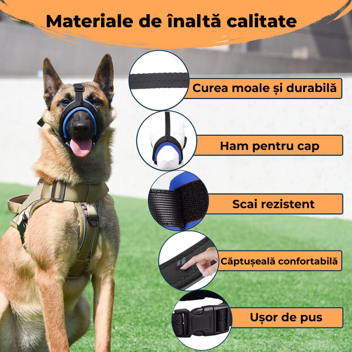 Botnita ajustabila pentru caini, Marimea S, Negru si Albastru [2]