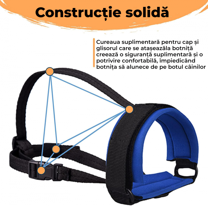 Botnita ajustabila pentru caini, Marimea L, Negru si Albastru [5]