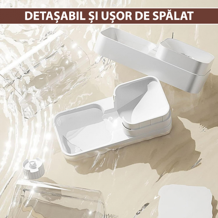 Dispenser de apa si mancare pentru caini si pisici, set 2 in 1, cu capacitate mare si dozare precisa, nontoxic, usor de curatat, 3.8L, Set, Alb, Fish & Paws ® [3]