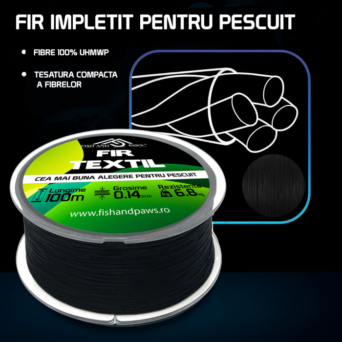 Fir textil pentru pescuit - Negru [6]