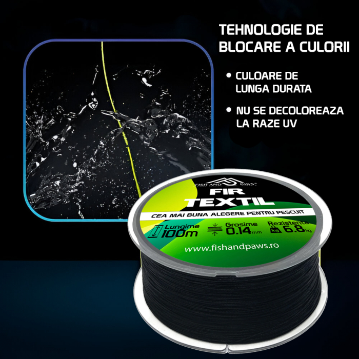 Fir textil pentru pescuit - Negru [4]