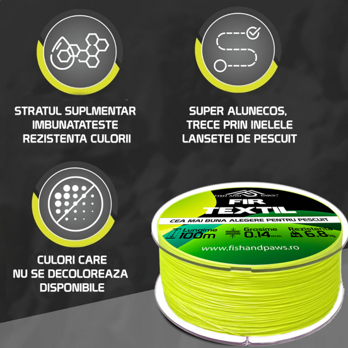 Fir textil pentru pescuit - galben fluorescent [3]