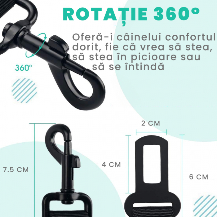 Lesa cu centura de siguranta pentru caini sau pisici, Negru [4]